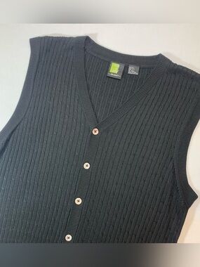VTG Saxony Silk 4 Golf Cable Knit Sweater Vest 100% Silk Large Cardigan Preppy
